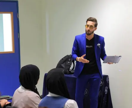 Ahmed leading a media workshop